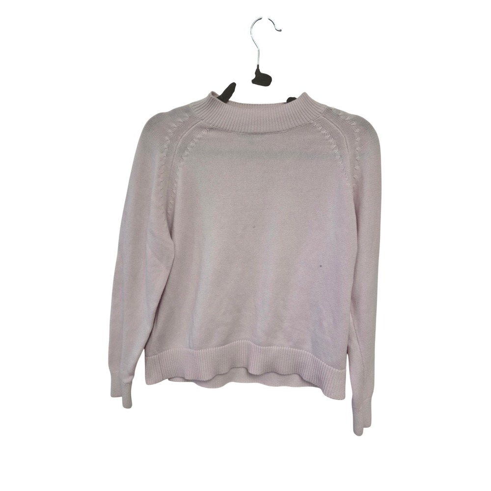 Quince Light Pink Organic Cotton Mock Neck Raglan Sweater Small